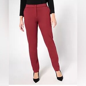 Susan Graver Wine Straight Leg ponte knit Pants
